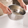 Amazon vente chaude bol de lavage de riz en acier inoxydable passoire et passoire de cuisine avec égouttoirs latéraux