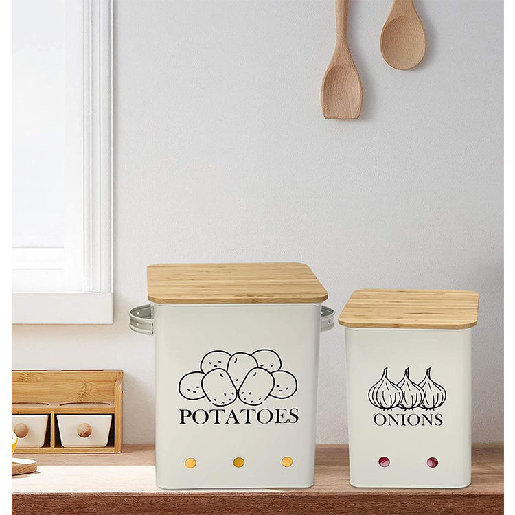 Récipient de stockage des aliments pour les ensembles de bidons d'oignon et d'ail de pomme de terre pour le comptoir de cuisine