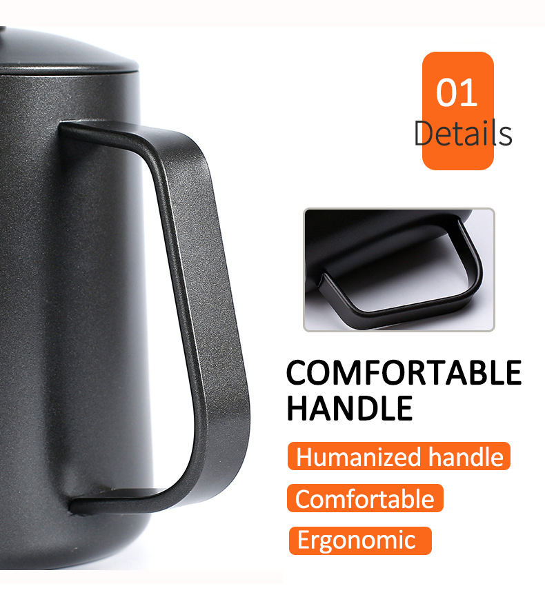 Mise à niveau de 600 ml en acier inoxydable Barista Verser sur le café Bouilloire de voyage Bouilloire à thé avec cafetière expresso à col de cygne