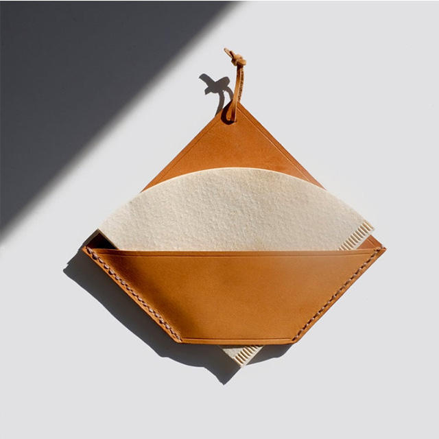 Porte-papier filtre à café en cuir pleine fleur fait à la main décoration minimaliste de la maison