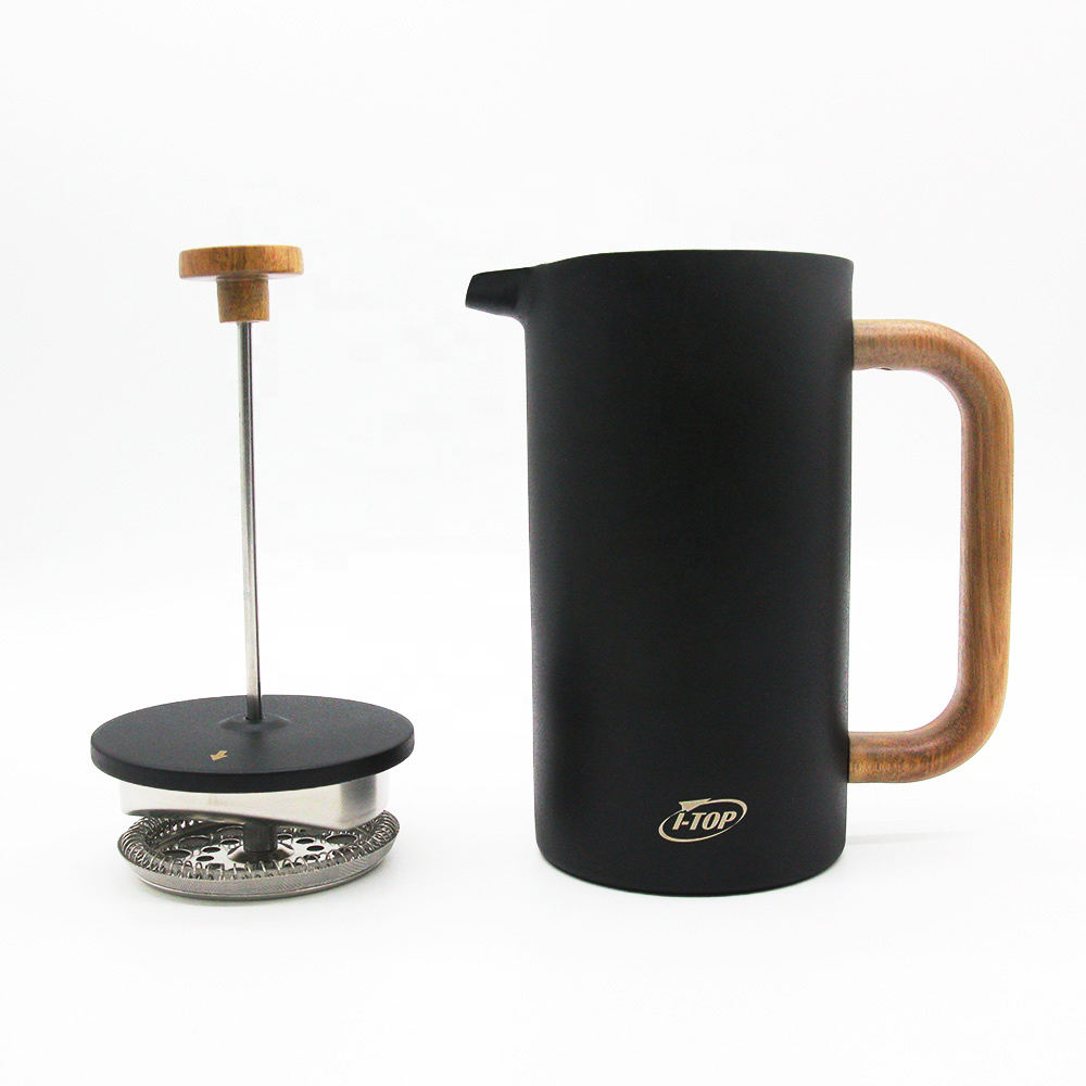 Presse française à café à double paroi argentée allant au lave-vaisselle pour bureau à domicile