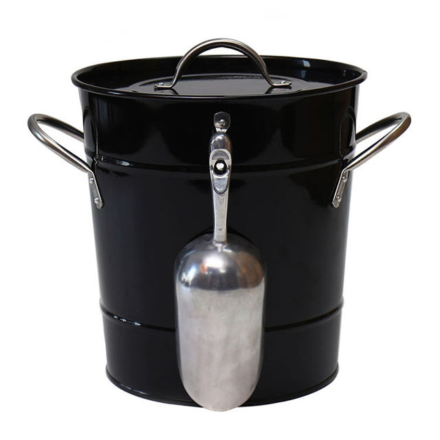Stockage à glace avec couvercle et poignées de transport pour les fêtes, barbecues, pique-niques, camping, seau à glace en acier galvanisé.
