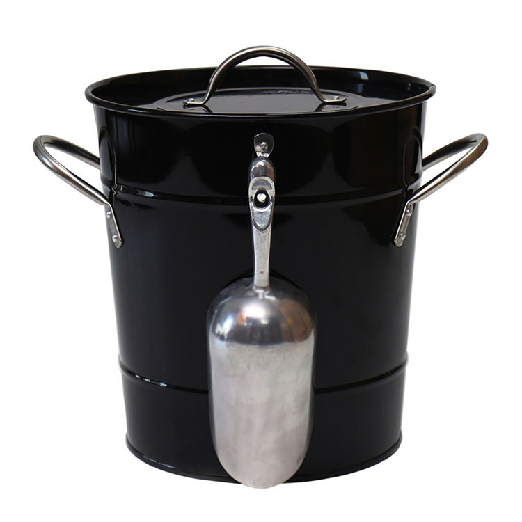 Stockage à glace avec couvercle et poignées de transport pour les fêtes, barbecues, pique-niques, camping, seau à glace en acier galvanisé.