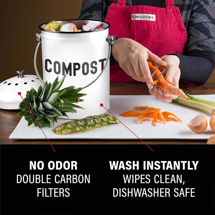Poubelle à compost de cuisine pour comptoir de cuisine - Seau à compost de 1,0 gallon avec couvercle pour engrais d'élevage de comptoir