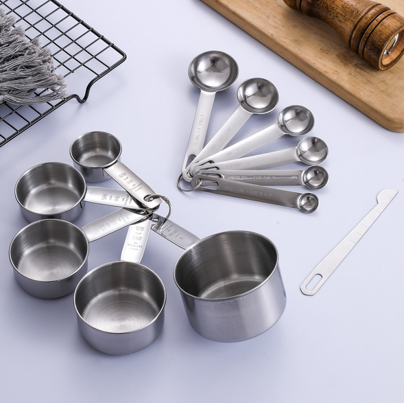 Ensemble de tasses et cuillères à mesurer Cuisson et pâtisserie Ensemble de tasses à mesurer empilables Cuillères à mesurer empilables en métal