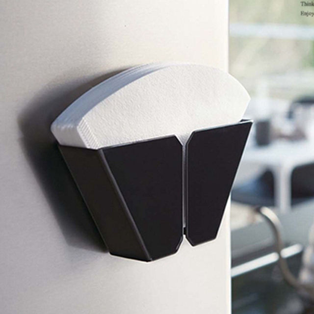 Café infusé à la main porte-papier filtre boîte de rangement en forme d'éventail V60 porte-papier filtre réfrigérateur plateau d'absorption magnétique