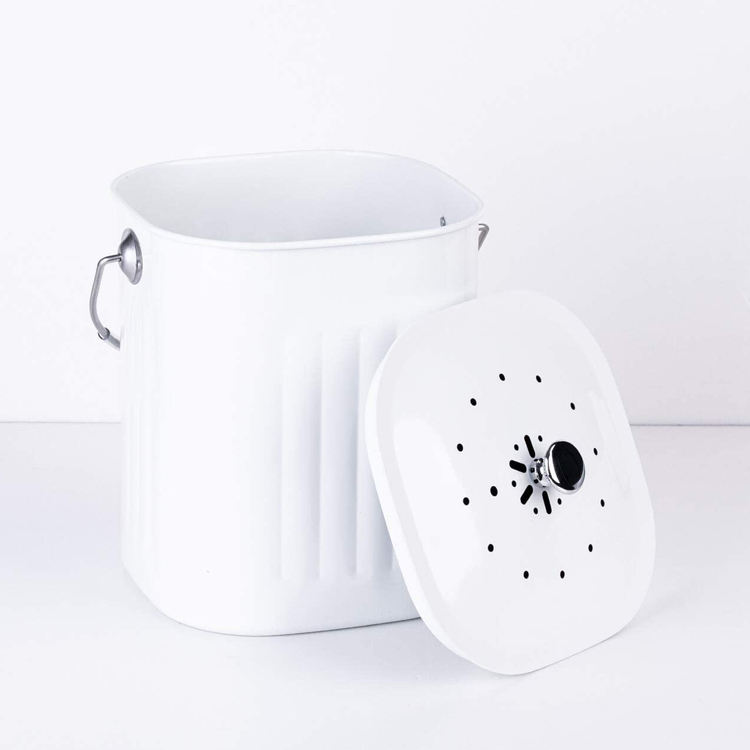 Mini poubelle de table Poubelle à compost de cuisine en acier inoxydable sans odeur avec couvercle filtrant