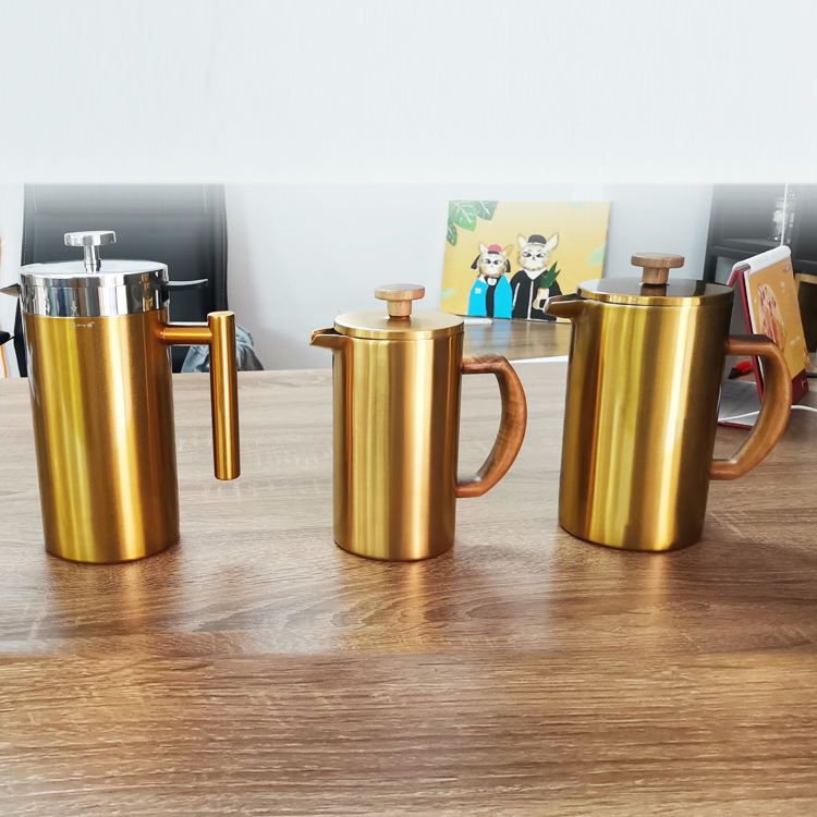 Nouvelle tendance Camping verre main café piston voyage Portable pressage en acier inoxydable presse française cafetière