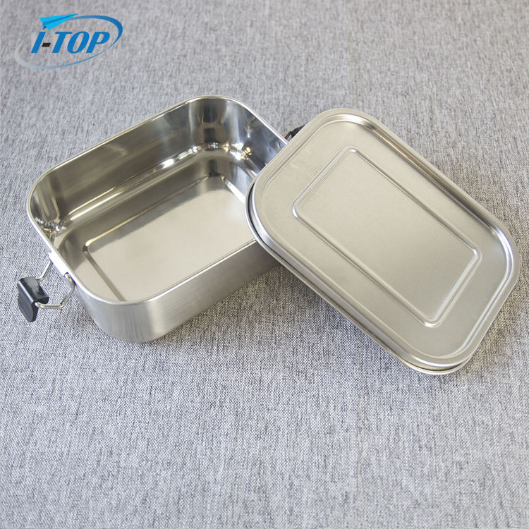 Boîte à bento rectangulaire en acier inoxydable en métal de qualité alimentaire