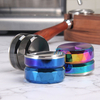 Distributeur de café réglable bleu métallique Base en acier inoxydable 304 pour lisser le niveleur de café en poudre de café