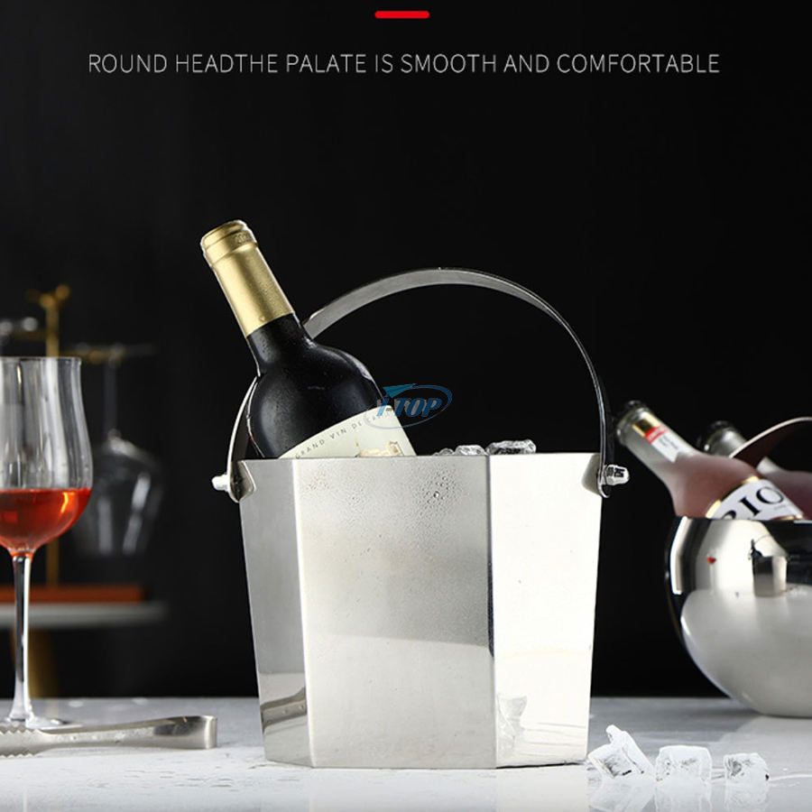Seau en métal argenté en gros 3L galvanisé refroidisseur de boisson seau à vin seau à glace