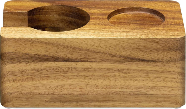 Station de bourrage de café en bois - Support de bourrage de 51 mm pour accessoires de machine à expresso - Support de porte-filtre en bois pour café