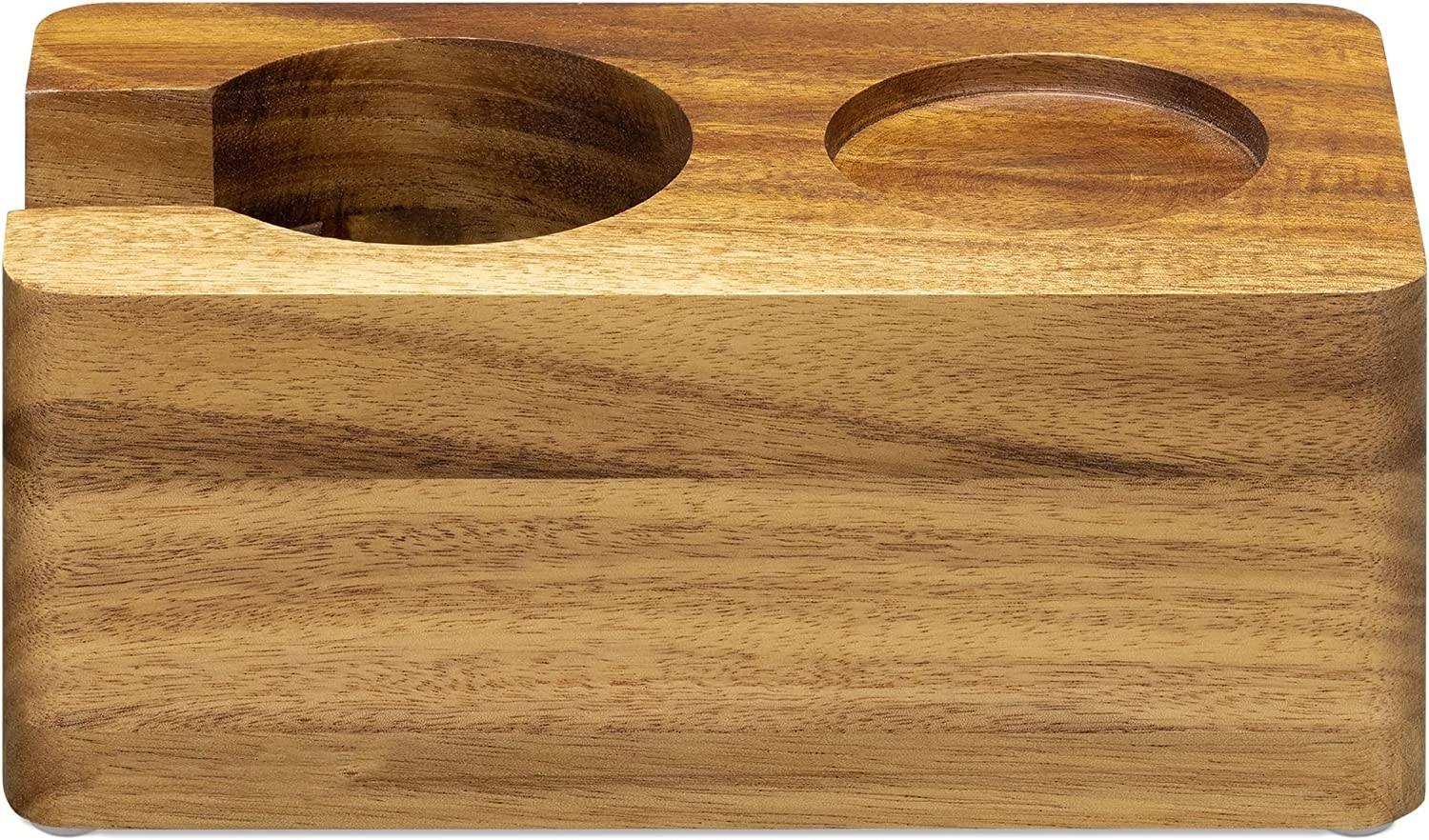 Station de bourrage de café en bois - Support de bourrage de 51 mm pour accessoires de machine à expresso - Support de porte-filtre en bois pour café
