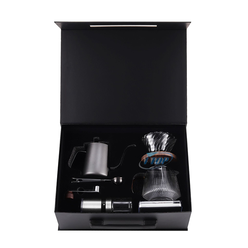 Échantillon disponible coffret cadeau voyage en plein air goutte à goutte café kit de café avec moulin à café manuel filtre bouilloire pot et cuillère