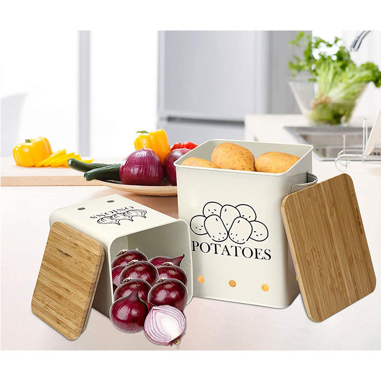 Récipient de stockage des aliments pour les ensembles de bidons d'oignon et d'ail de pomme de terre pour le comptoir de cuisine