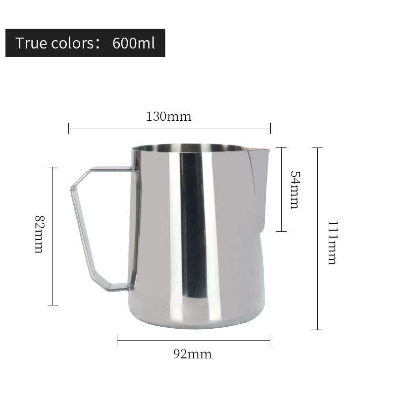 Pichet à lait Barista 600 ml en acier inoxydable pot à lait moussant tasse métal café expresso cuisson à la vapeur pichet à lait accessoires de café