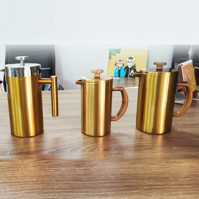SS 304 avec systèmes de filtration à 4 niveaux Va au lave-vaisselle Presse à café en acier inoxydable à double paroi