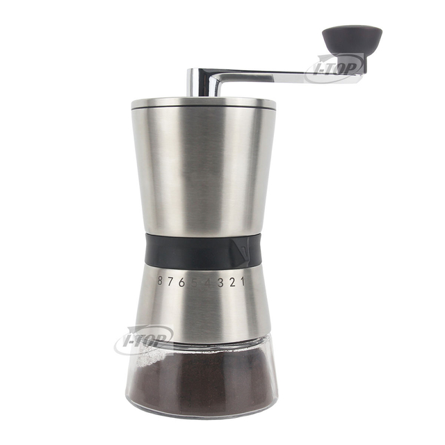 Moulin à café manuel portable avec réglage de double finesse réglable