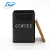 Récipient de stockage de nourriture de cuisine de récipient de sucre de café de thé en métal de haute qualité réglé avec le pot de couvercle en bois