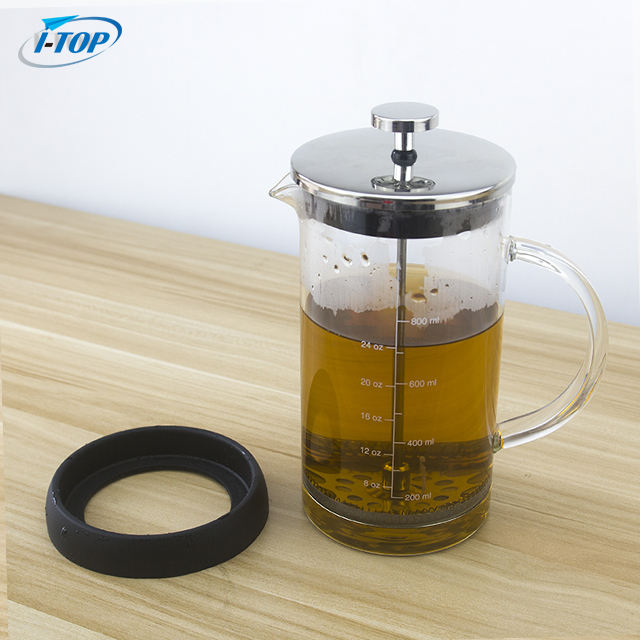 I-TOP GFP06 350ml 600ml 1000ml couvercle en bambou cafetière Prensa Francesa café de voyage presse française en acier inoxydable