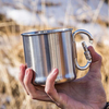 Mousqueton tasse en gros double paroi en acier inoxydable tasse à café gobelets de camping avec mousqueton tasse