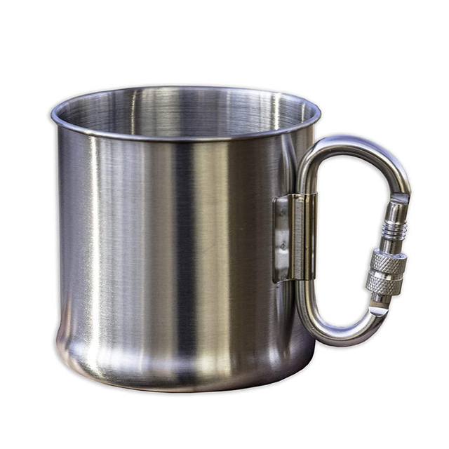 Mousqueton tasse en gros double paroi en acier inoxydable tasse à café gobelets de camping avec mousqueton tasse