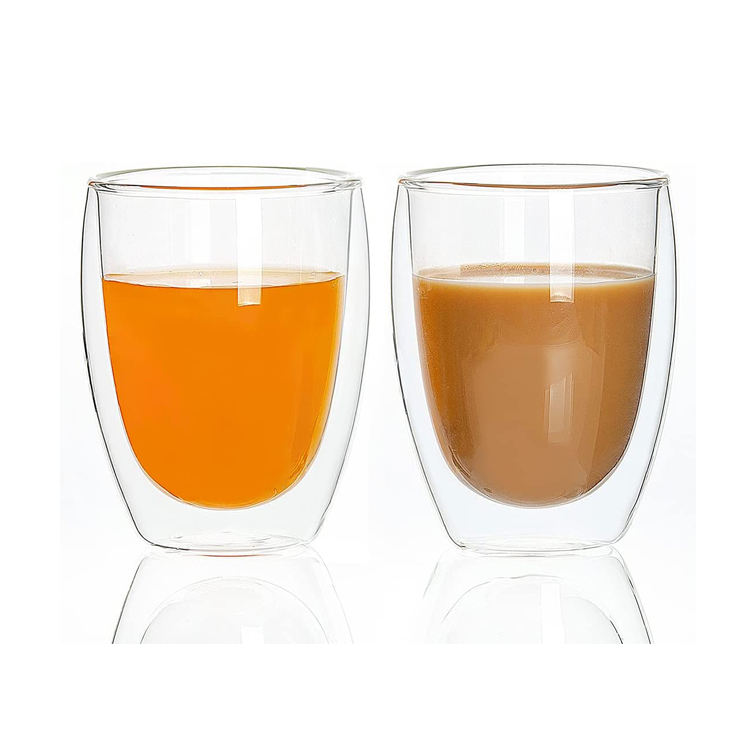 Tasses à café en verre ensemble tasses isolées à Double paroi grandes tasses pour thé Latte Cappuccino borosilicate tasses en verre transparent