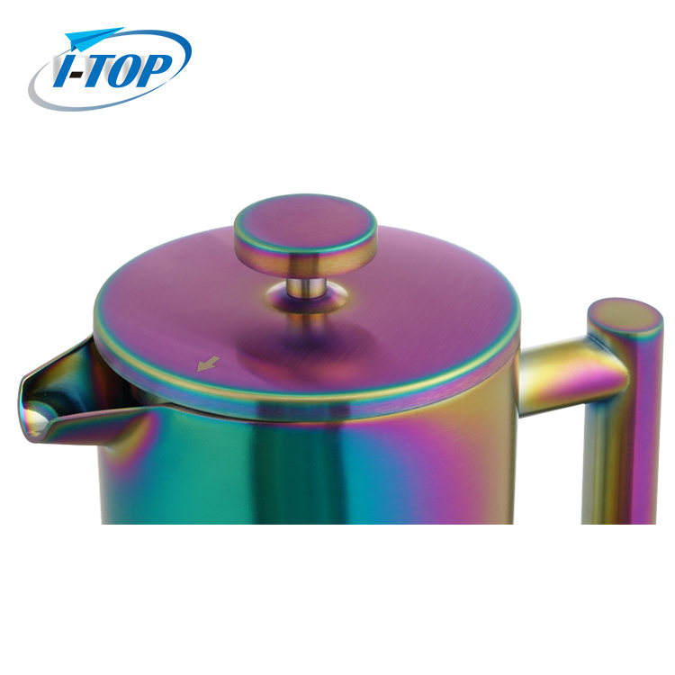 Rainbowl Peinture French Press Passe au lave-vaisselle Double paroi en acier inoxydable Coffee French Press