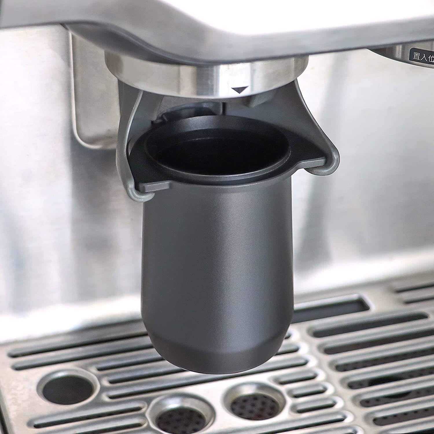 58mm Portafilter Dosing Cup Espresso Coffee Dosing Cup 304 Acier Inoxydable Noir Mat Revêtement Antiadhésif