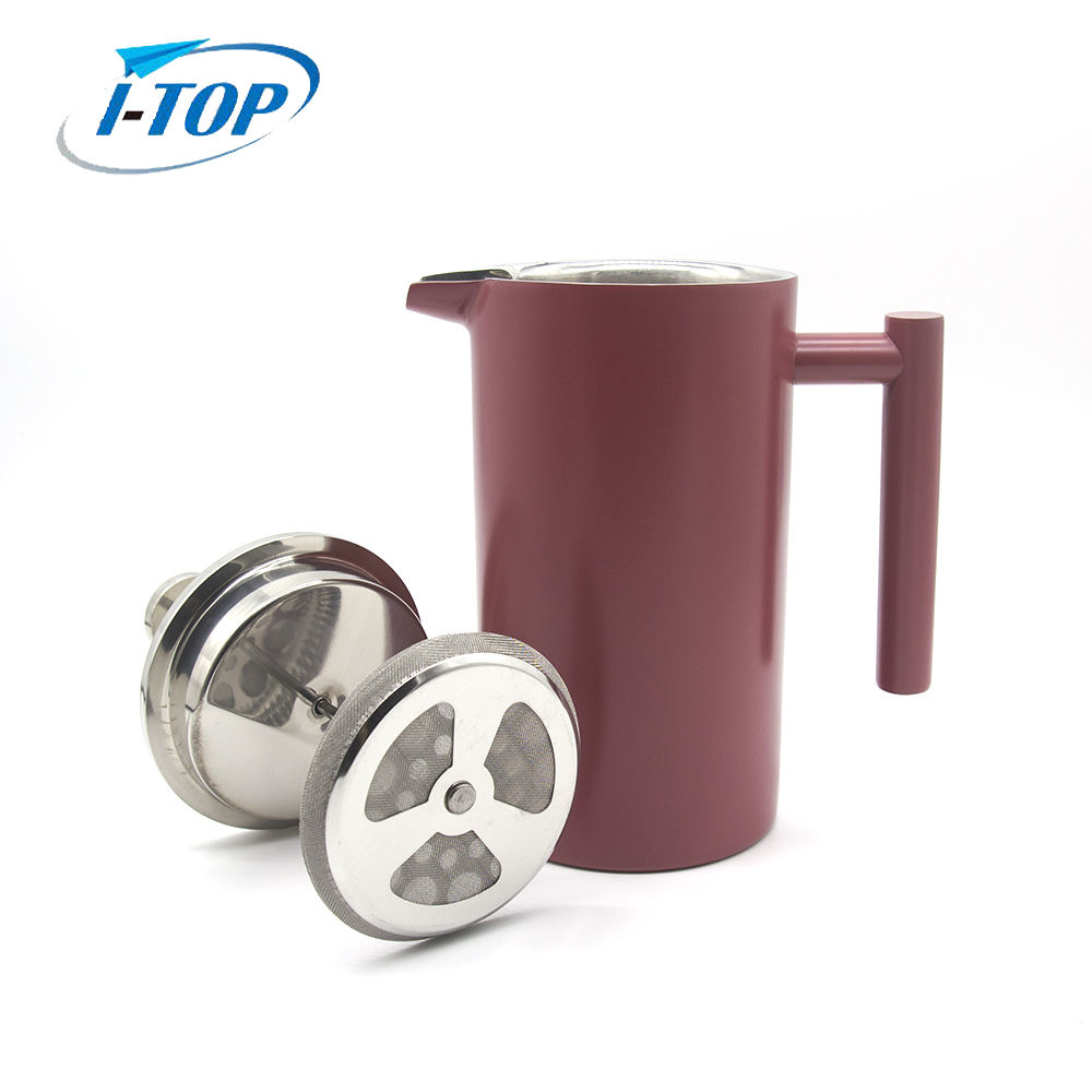 304 nouveau design isolé cafetière française en métal à double paroi