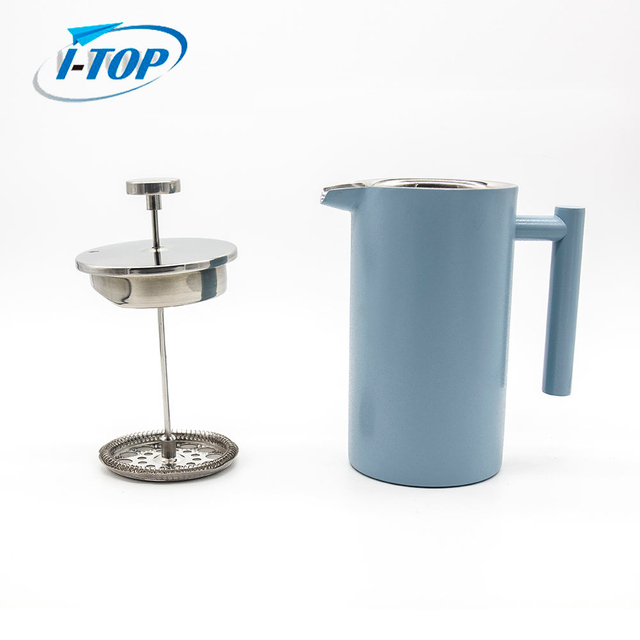 304 nouveau design isolé cafetière française en métal à double paroi