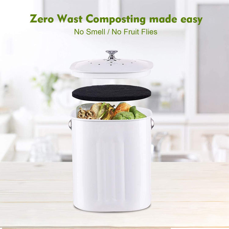 Mini poubelle de table Poubelle à compost de cuisine en acier inoxydable sans odeur avec couvercle filtrant
