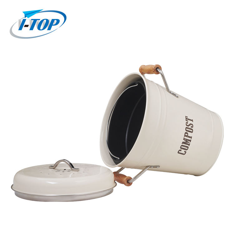 Seau à compost 1,0 gallon comptoir de cuisine facile à nettoyer avec couvercle scellé pour déchets alimentaires bac à compost avec filtre à charbon