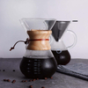 Vente chaude verser sur la cafetière en verre à haute teneur en borosilicate avec goutte à goutte de café en acier inoxydable sans papier et manchon en bois