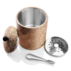 Chambre d'hôtel en cuir pu mini petit bière vin champagne seau à glace en acier inoxydable refroidisseur de vin refroidisseur seau à glace avec pince