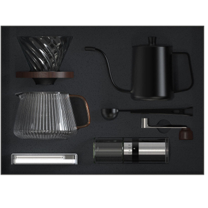 Emballage cadeau OEM main goutte à goutte verser sur céramique V60 café accessoires fabricant ensemble goutte à goutte bouilloire voyage café ensemble