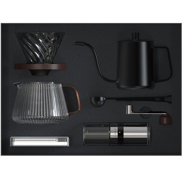 Emballage cadeau OEM main goutte à goutte verser sur céramique V60 café accessoires fabricant ensemble goutte à goutte bouilloire voyage café ensemble