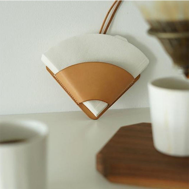 Logo personnalisé nouveauté porte-filtre à café en cuir véritable mignon