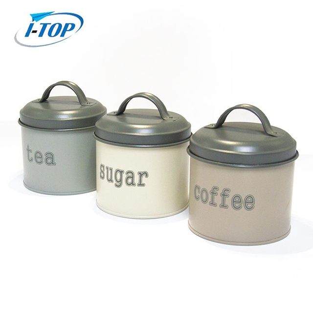 Ensembles de bidons de sucre de café de thé d'acier inoxydable de stockage de cuisine avec le couvercle