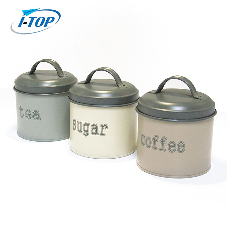 Ensembles de bidons de sucre de café de thé d'acier inoxydable de stockage de cuisine avec le couvercle