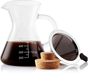 Versez sur la cafetière avec filtre Apace Living avec tasse à mesurer et bouchon en liège Élégant goutteur de café avec verseuse en verre