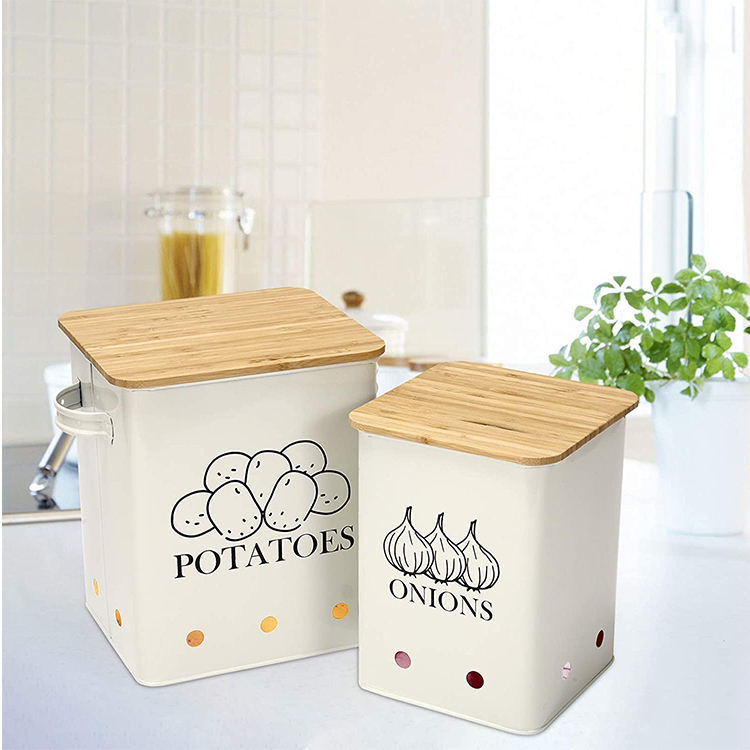 Récipient de stockage des aliments pour les ensembles de bidons d'oignon et d'ail de pomme de terre pour le comptoir de cuisine