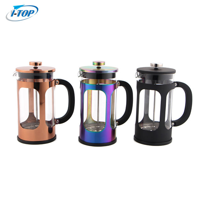 I-TOP GFP10 Amazon vente chaude presse française à café personnalisée avec piston cafetière en verre borosilicaté presse française