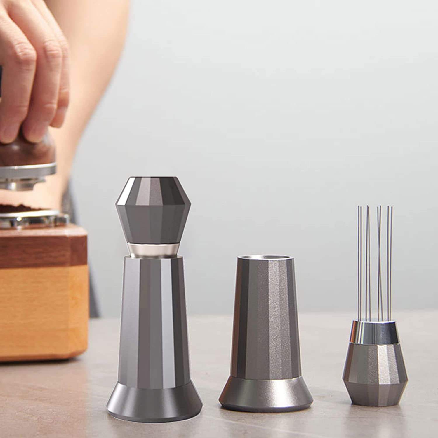 WDT Tool Agitateur à café expresso professionnel Barista 0,4 mm Outil de distribution d'aiguilles avec support