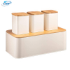 3 pièces thé sucre café bidon ensemble bocaux de stockage cuisine bidon de stockage ensemble avec couvercle en bambou
