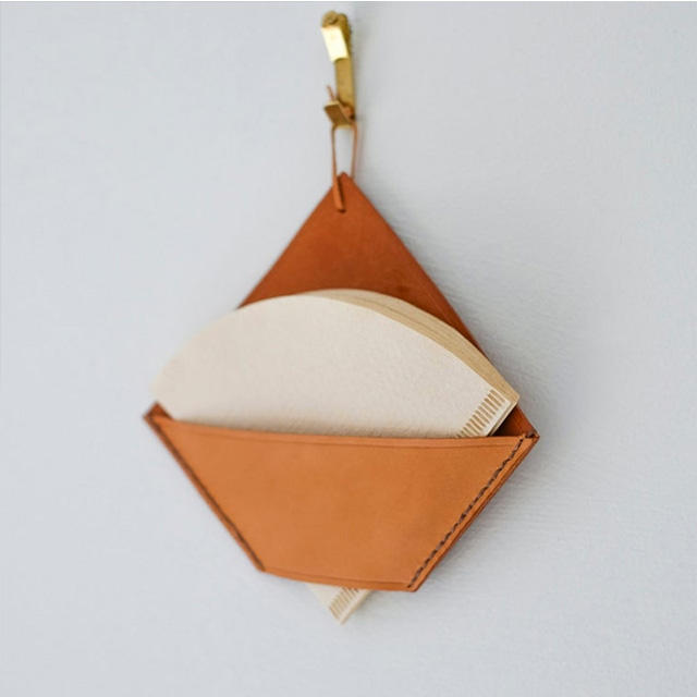 Porte-papier filtre à café en cuir pleine fleur fait à la main décoration minimaliste de la maison