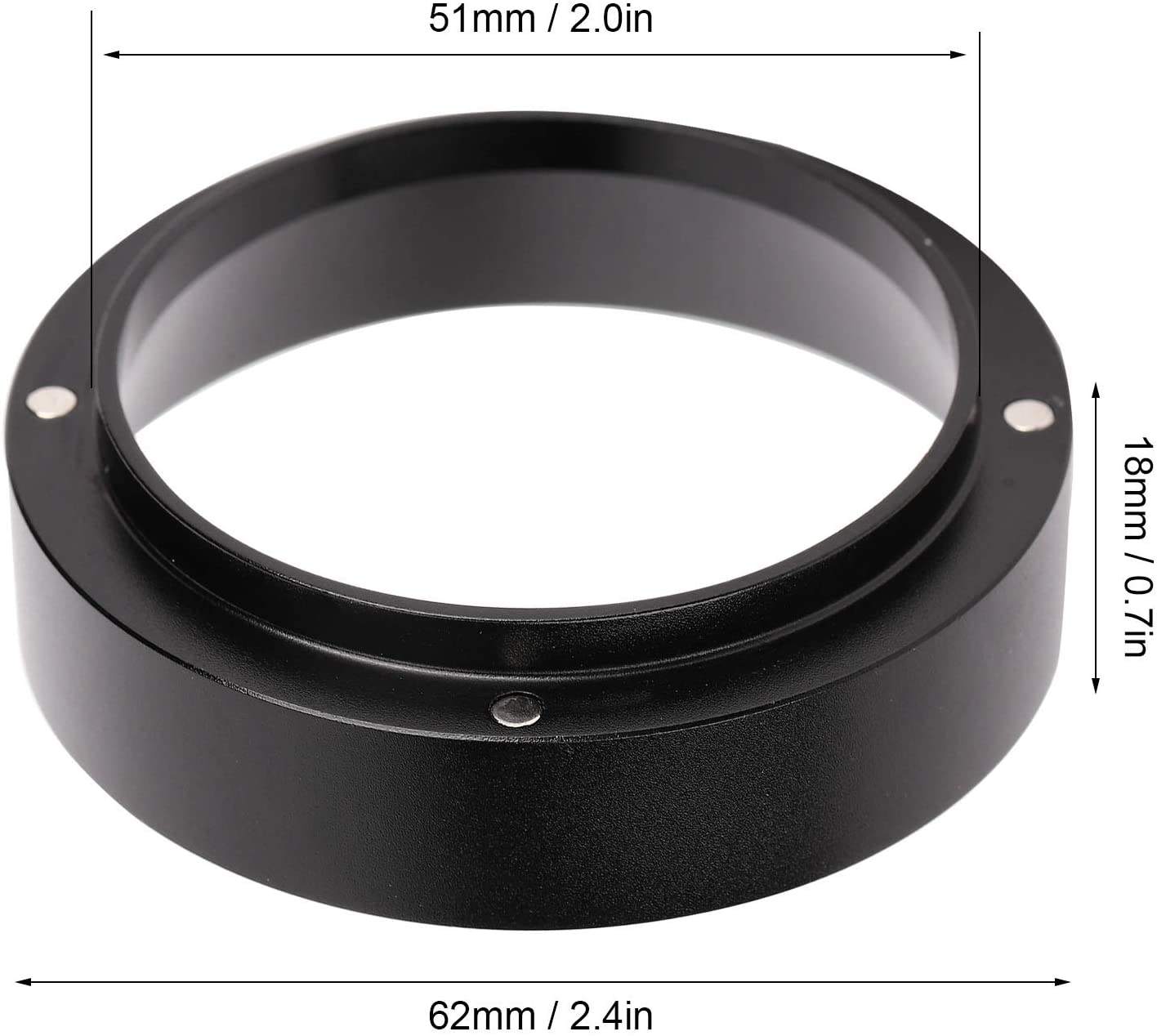 Entonnoir de dosage de café en aluminium, entonnoir à anneau de dosage de poudre de café avec argent de remplacement magnétique pour la maison de bureau (51-58 mm))