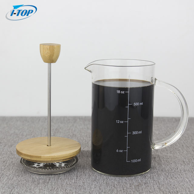 I-TOP GFP15 Haute Qualité Commerciale Goutte À Goutte En Acier Inoxydable Presse À Expresso Cafetière Résistant À La Chaleur Français Presse 350 ml Verre