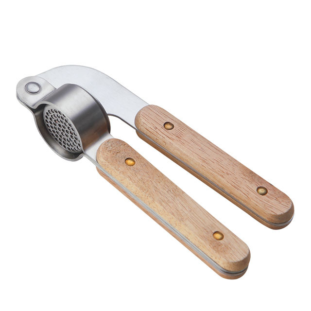 Presse-ail professionnel de haute qualité en acier inoxydable presse-ail hachoir avec manche en bois