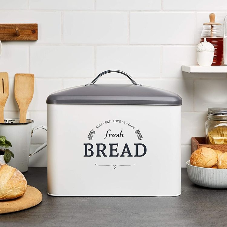 Boîte de rangement des aliments en acier inoxydable personnalisée directe d'usine en gros bac à pain de nouveauté blanche unique